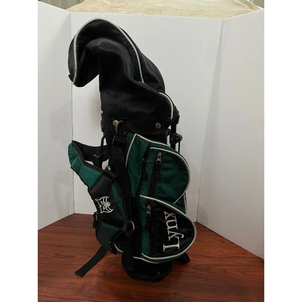 Lynx 3 Way Golf Stand Bag Black Green Lightweight‎ With Golf Clubs Bag Youth